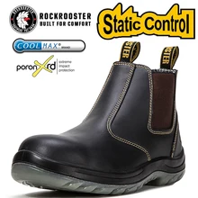 Рабочие ботинки из натуральной кожи; водонепроницаемые, антистатические, безопасные рабочие ботинки; мужские ботинки «Челси» без шнуровки; нескользящие ботильоны