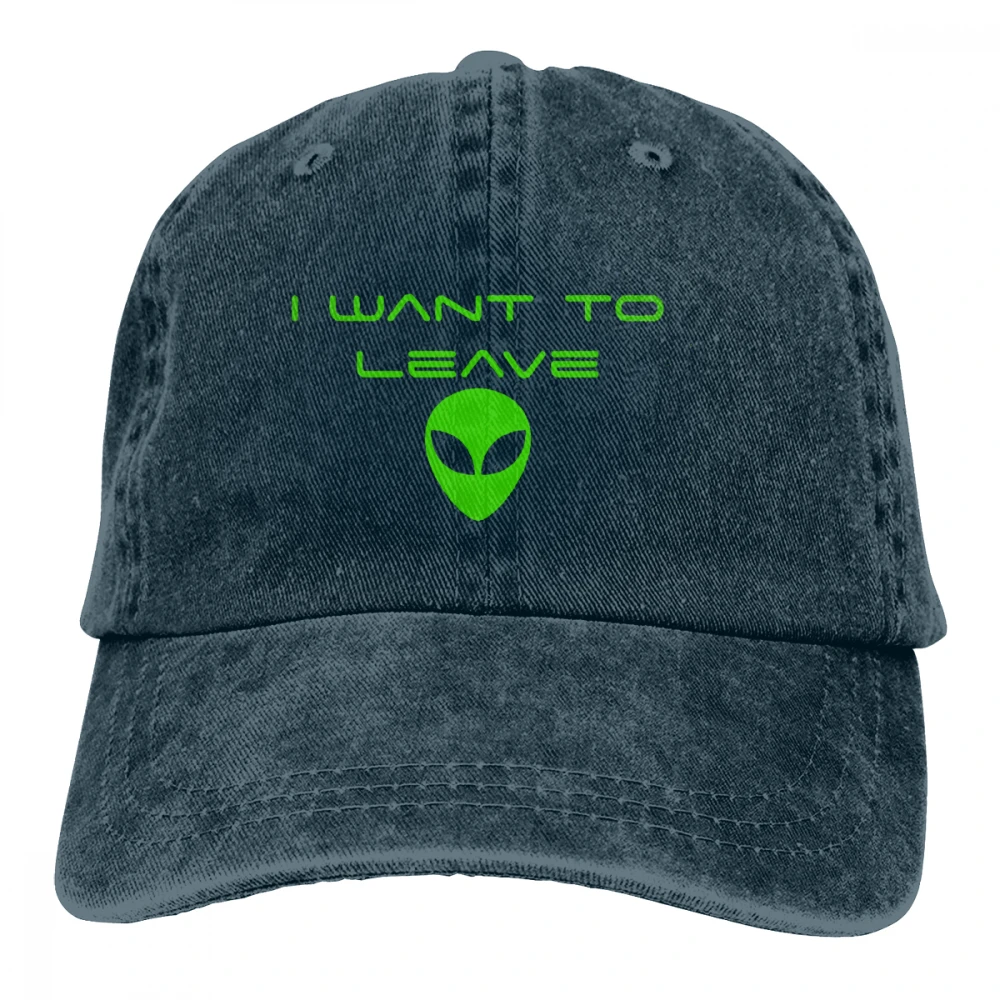 Alien я хочу оставить Casquette темно-синий унисекс Мужские Женские джинсовые бейсболка с ремешком кепки Регулируемый Гольф папа шляпа