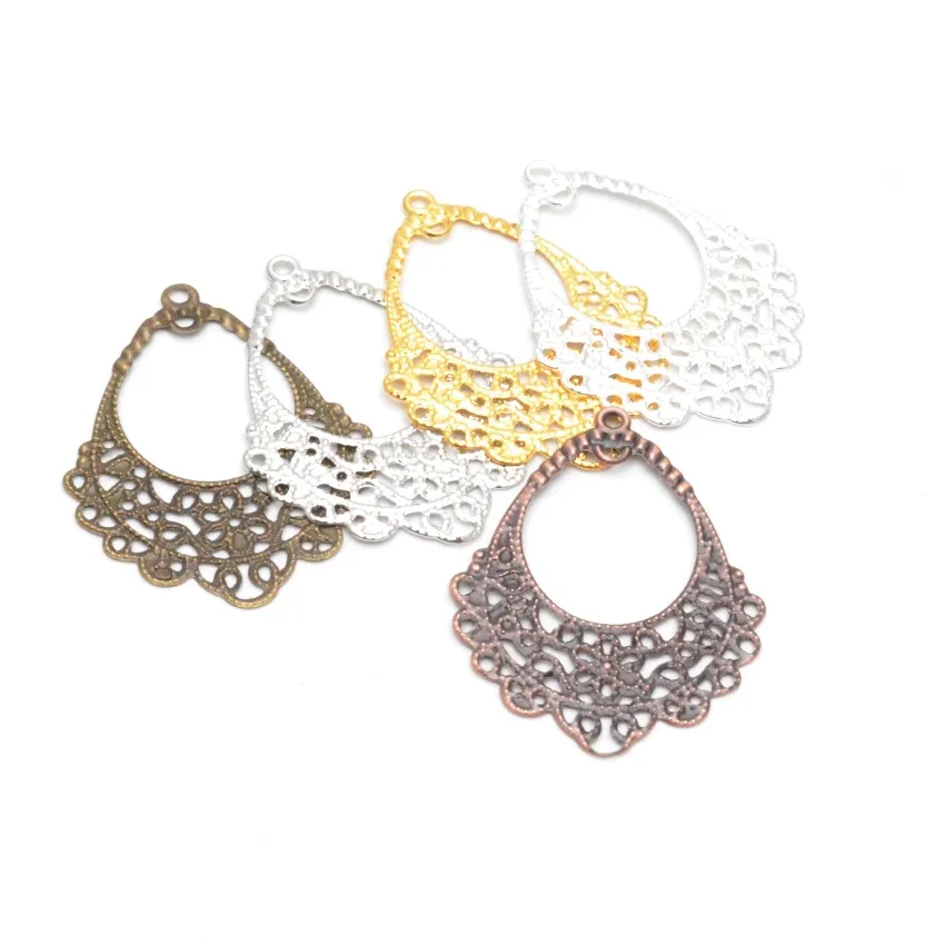 

Free Shipping 25pcs Filigree Wraps Metal Connectors Crafts 42x32mm for Jewelry Making Earring DIY Accessories Charm Pendant