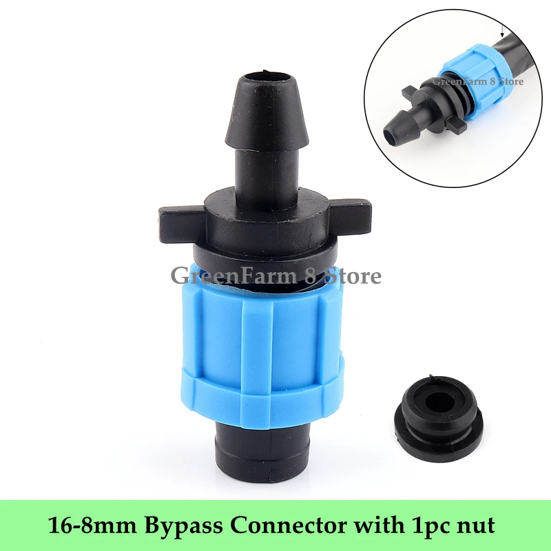 250pcs 16mm To 8mm Micro Irrigation Drip Bypass Connector Greenhouse