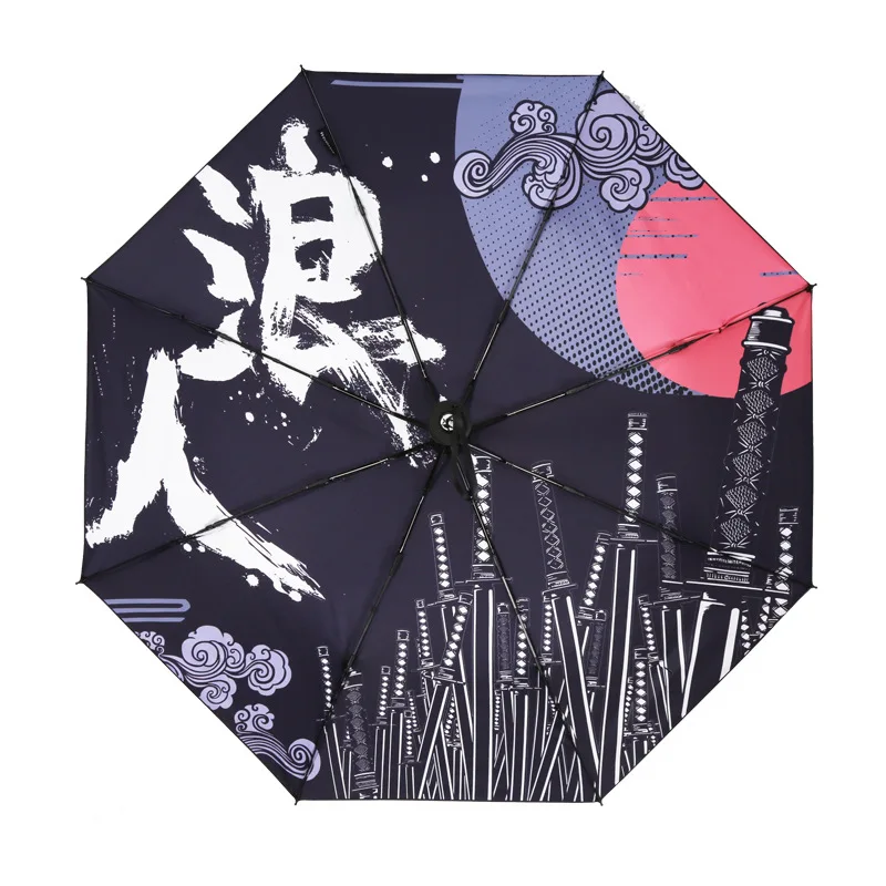 Чудо-яд ветростойкий складной ручной Зонт Дождь аниме Япония Ронин женские автоматические зонты дождь для мужчин УФ Защита