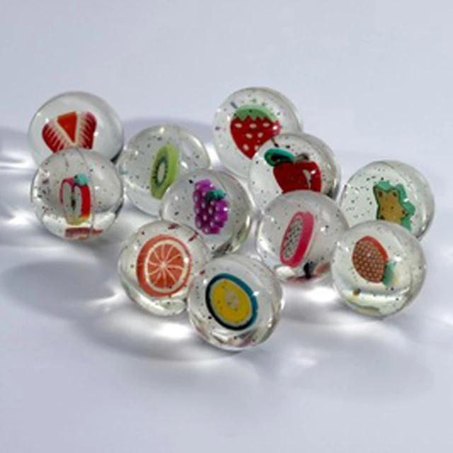 10pcs/lot Funny Fruits Clear Rubber Bouncing Bouncy Balls Floating Juggling Jumping Outdoor Sports Toys for Baby Kids Gift 25mm 2