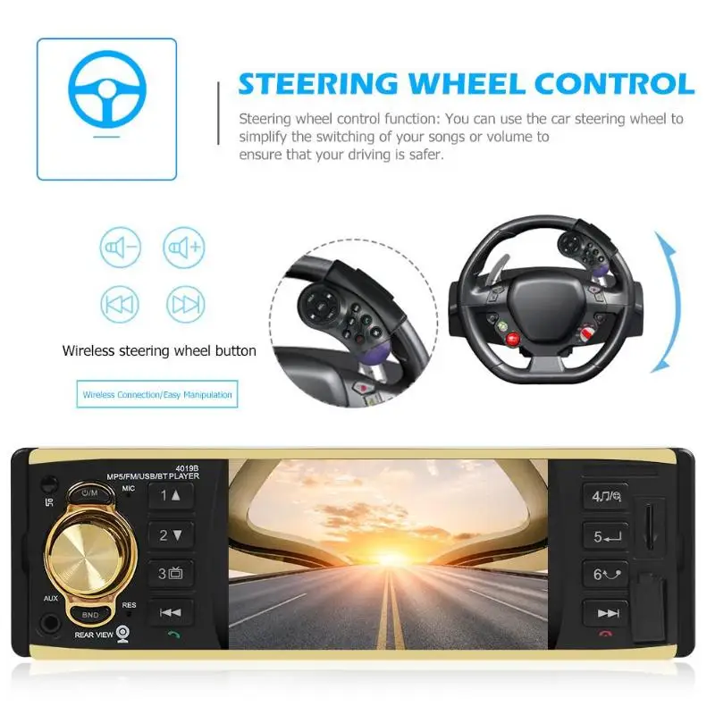 VODOOL 4019B 1din Bluetooth Авторадио Стерео MP5 плеер 4," AUX USB FM резервная камера Авто Аудио Автомобильный мультимедийный плеер