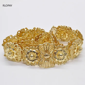 

Metal Flower Belts for Bridal Long Chain Wedding Dress Belt Bowknot Bridal Sash Arabic Fashion Jewelry Belts for Bride