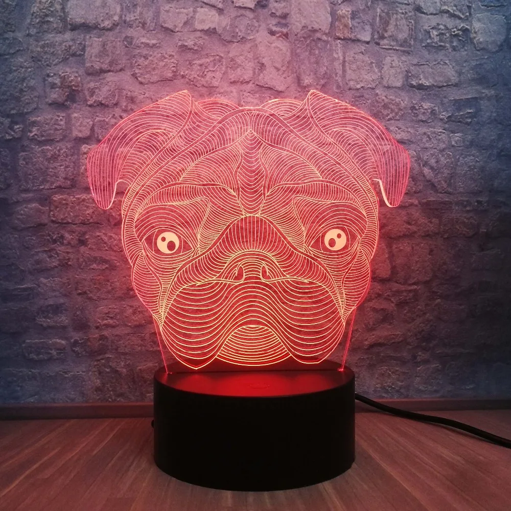 Собака Щенок Форма лампы дистанционное и сенсорное управление светодиодный 3d-ночник настольная лампа Рождественское украшение для дома прекрасные подарки игрушки для детей