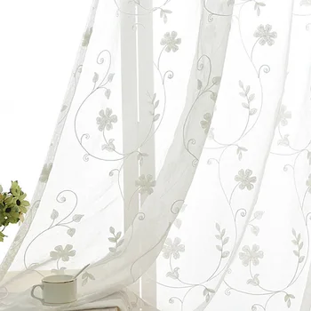 Tende per finestre in tulle floreale bianco ricamato per soggiorno Tende trasparenti in voile europeo per tende da cucina per camera da letto 1