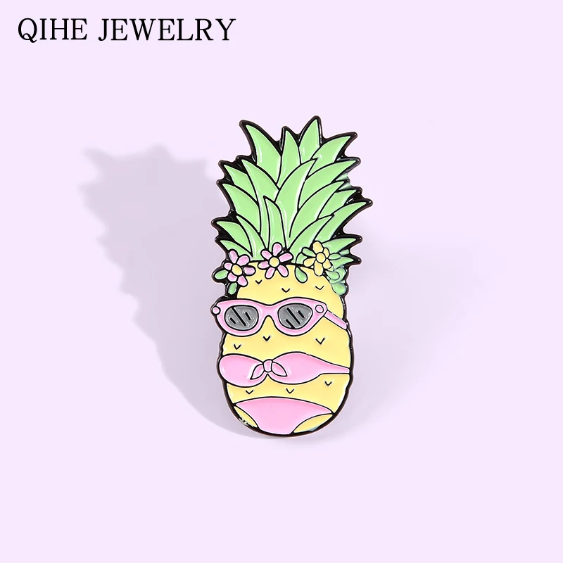 Забавная эмалированная заколка Ms. С изображением ананаса Пляжное бикини