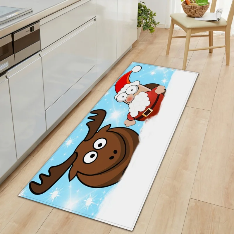 

New Carpet Christmas Santa Claus Elk Cartoon \Area Rug Soft Floor Pad Doormat For Kitchen Living Dining Dorm Room Bedroom Decor