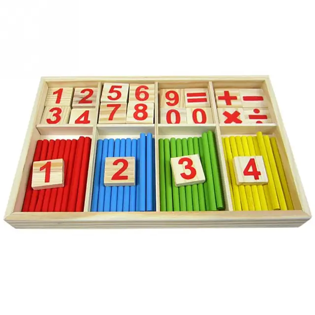 1set Figure Blocks Counting Sticks Education Wooden Toys montessori Mathematical kids learning toys educational Children Gift 6
