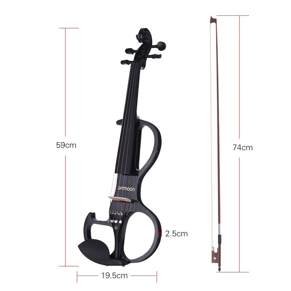 Ammoon Maple Body Ebony полный размер 4/4 твердая древесина Бесшумная Электрическая Скрипка гриф с колками подбородок отдых задняя часть