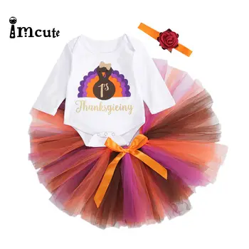 

Imcute Newborn Infant Cute Confortable Soft Baby Girls Clothes Playsuit Skirts Bodysuit Outfit Set 1st Thanksgiving Days Gifts