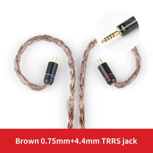 brown 0.75 4.4 T2 16 Core 3,5 мм MMCX/2Pin посеребренный HIFI кабель обновления для V80 KZ AS10/AS06/ZS10 CCA C10 C16 - Цвет: brown 0.75 4.4