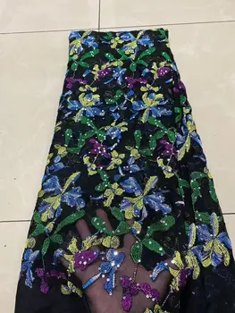 

Sophia-30.8806 embroidered Mesh Tulle fabric Factory price sequins Nigerian lace fabrics