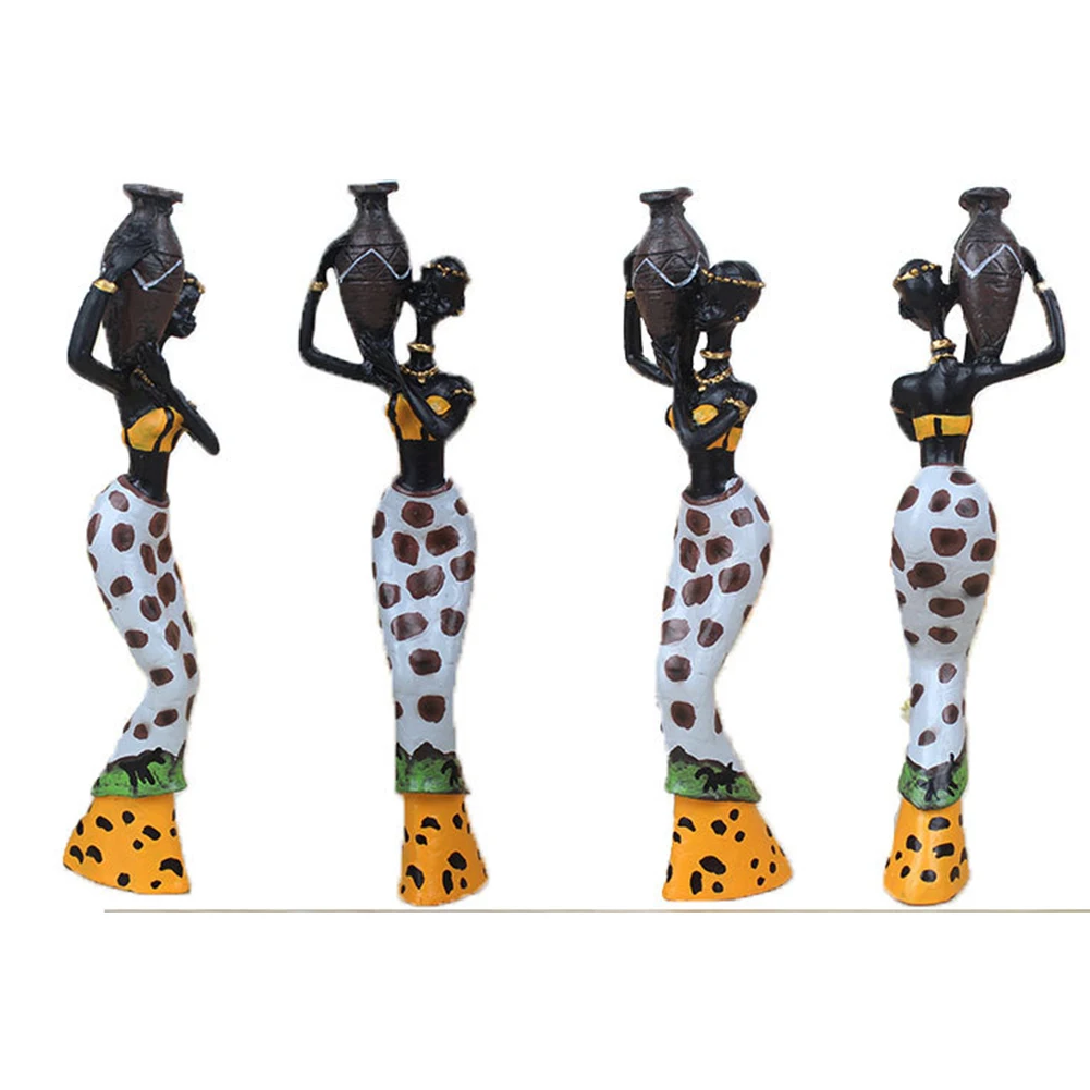 

3 Pcs Resin Sculptures African Lady Table Home Craft Handmade Display Gift Exotic Figurine Decor Exquisite Statue