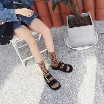 

Fashion Leopard Socks Winter Warm Harajuku Retro Vintage Sock for Girls Christmas Gift