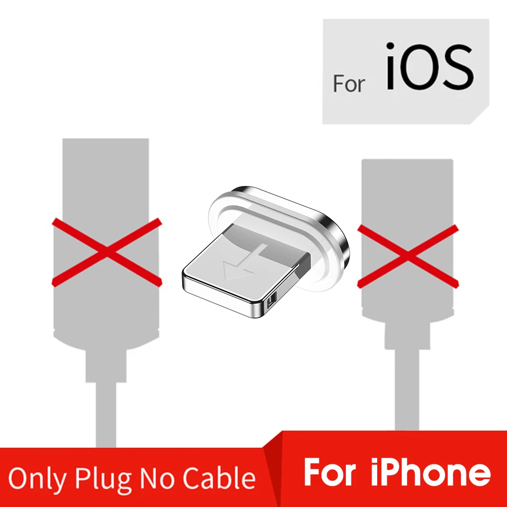 Only iOS Plug Кабель Micro usb type C быстрая зарядная Кабельная линия для iOS Android магнитные кабели для мобильных телефонов для iPhone 6 6S 7 8X5 кабель - Цвет: Only iOS Plug