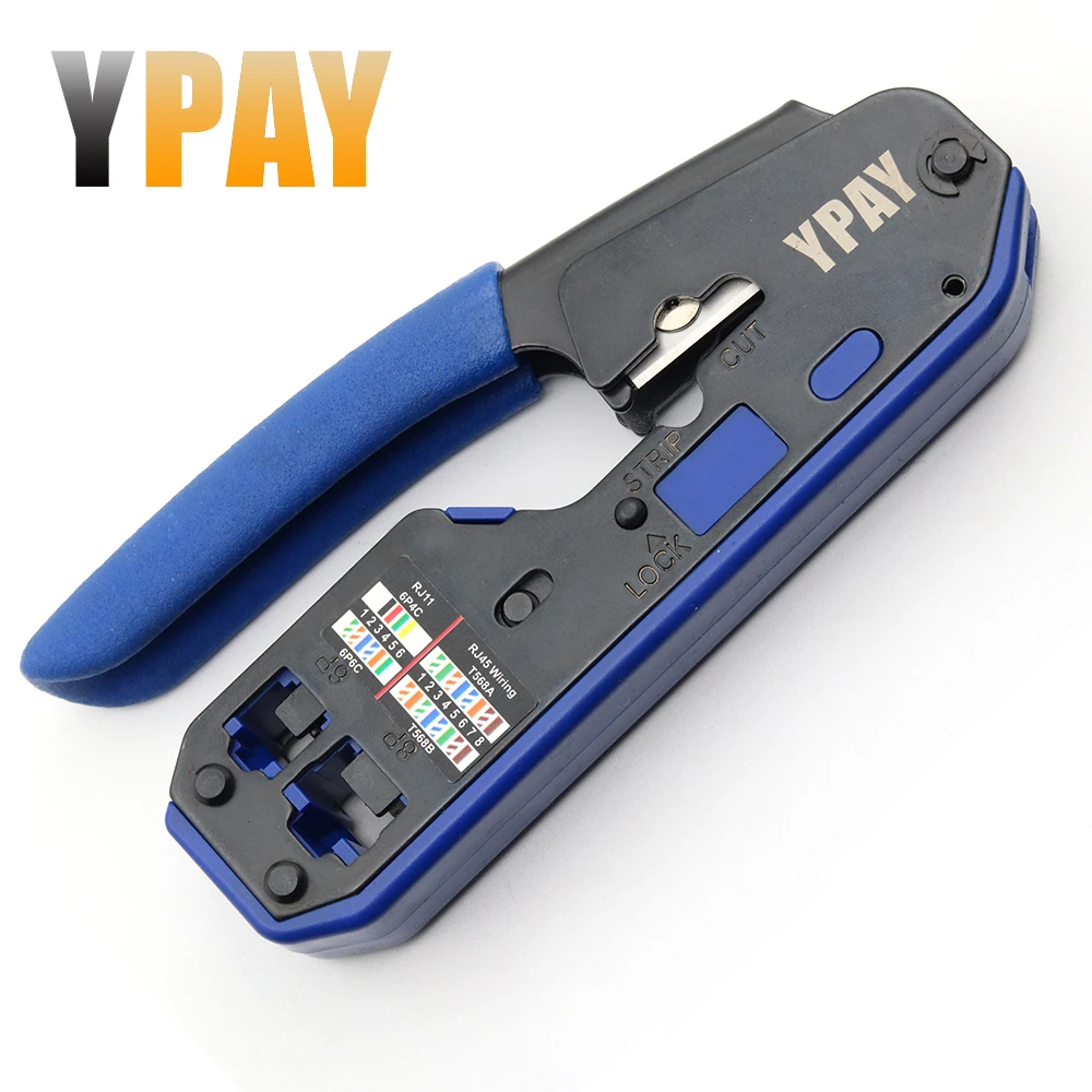 YPAY RJ45 crimping tools pliers network cable crimper wire stripper cutter ethernet clip tongs RG45 cat6 cat5e cat5 cat3 RJ11 ethernet wire tester