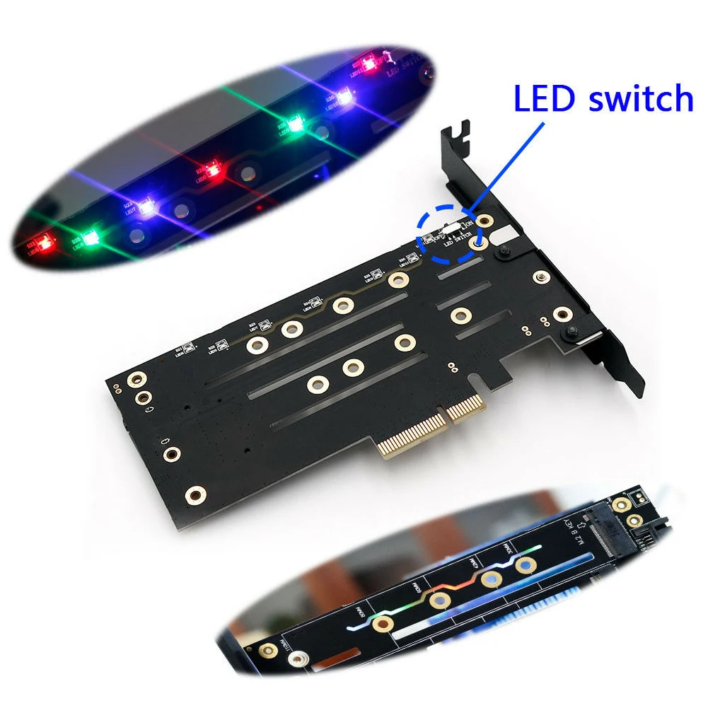 NVME With Heat Sink Adapter Card SATA TO PCI-E X4 Easy Install Dual Interface Converter High Speed Expansion Key B M Stable