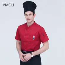 Cheap M-4XL Short sleeves high quality men and women Double-breasted Food Service chef uniform Jackets restaurant chef coats 7-colors Cheap M-4XL Short sleeves high quality men and women Double-breasted Food Service chef uniform Jackets restaurant chef coats 7-colors