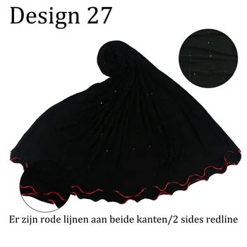 

D27 Grid Design 2 Sides Red Line hijab high quality stretchy Jersey fabric Printing Scarf for Islamic arab Lady's headscarf