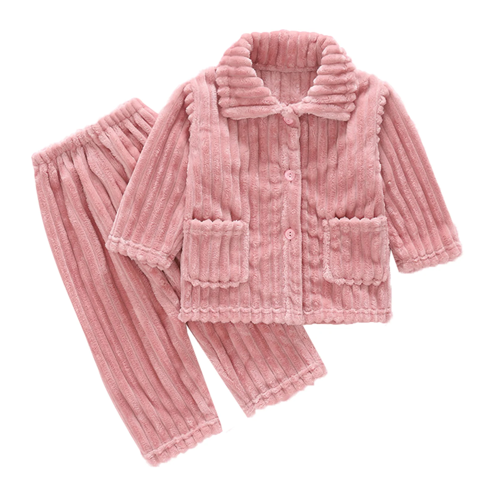 

Kids Sleepwear Boys And Girls Winter Warm Thicken Flannel Pajamas Suit Casual Home Clothes Toddler Baby Children Pyjamas Set
