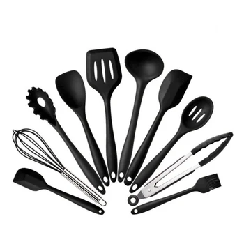 

4 Color Silicone Kitchenware 10 Piece Non-stick Pan Set Eco-friendly Kitchen Tools Baking Utensils Cooking Tool Sets