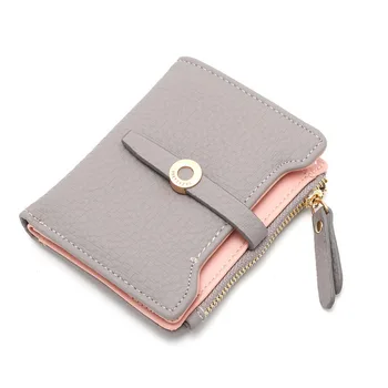 

Sell at a loss! Candy Colors New Fashion Small Mini Lichee Pattern Pure Color Hasp Zipper Design Cash Card Holder