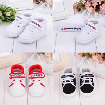 

Baby Shoes Infant Kid Boy Girl Soft Sole Canvas Sneaker Toddler Shoes I Love PaPa&MaMa Letter Printed Newborn First walker Shoes