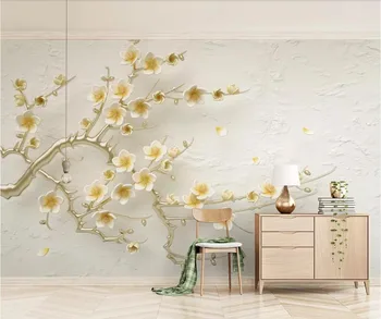 

CJSIR Custom Wallpaper Mural Lemon Yellow 3d Flower Embossed Background Wall Papers Home Decor Papel De Parede 3d Wallpaper