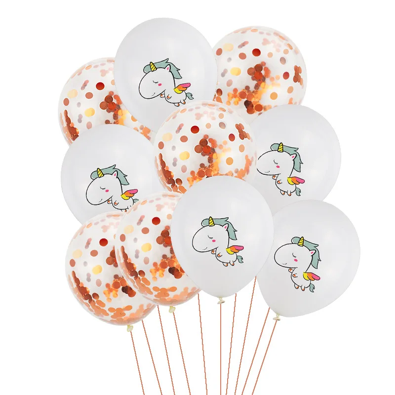 Leeiu 10 PCS с днем рождения воздушные шары в форме единорога для свадьбы или «нулевого дня рождения» латексные шары Единорог День рождения цветные конфетти воздушные шары