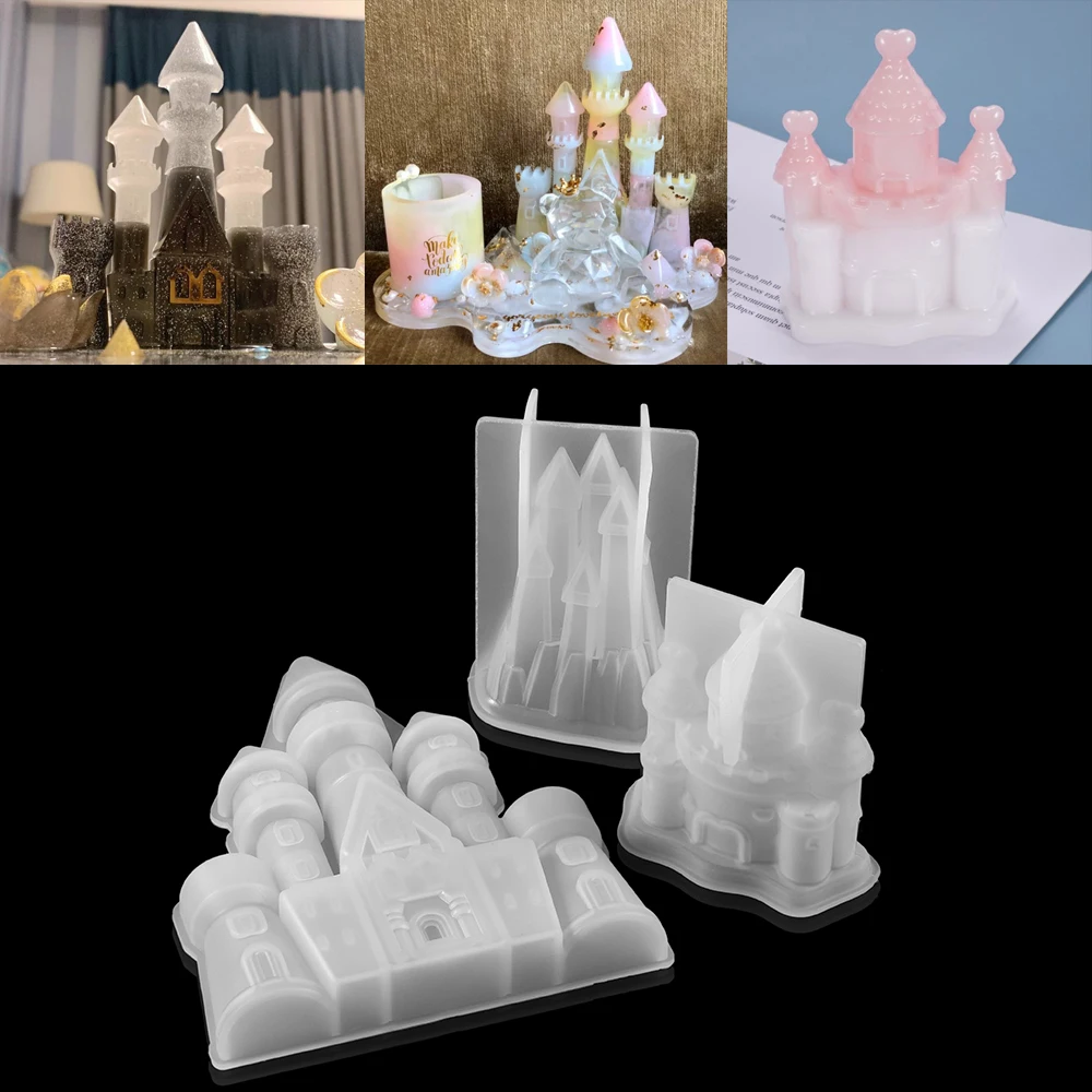 

3 Styles Castle Epoxy Resin Molds Villa Christmas House For DIY Resin Epoxy Casting Mold Silicone Jewelry Crafts Making Tool