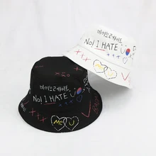 Модная уличная Рыбацкая шляпа Корейская версия хип-хоп граффити Повседневная Женская Мужская мода дикая японская художественная шляпа Harajuku