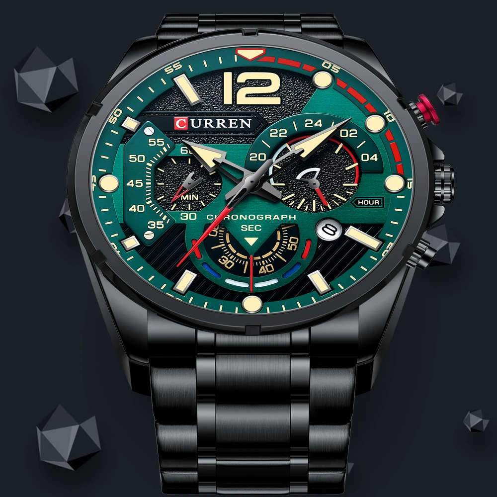 Curren Watches Men S Sport Quartz Chronograph Wristwatches Luxury Stainless Steel Clock With Luminous Watch Relogio Masculino Quartz Watches Aliexpress