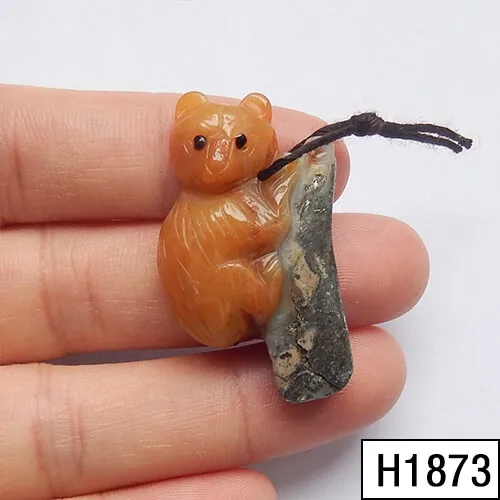 H1873 Амазонит драгоценный камень резные животные просверленные подвески, коала и медведи - Color: H1873