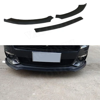 

3PCS Carbon Fiber Front Lip Spoiler Bumper Splitters Aprons For Ford Mustang 2015-2017 Not for Shelby GT350 ABS Head Chin Shovel