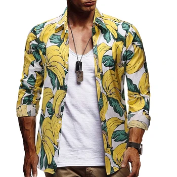 

Men Hawaiian Shirt Long Sleeve Floral Print Mens Dress Formal Shirts Camisa Social Masculina Men Casual Slim Fit Tops Shirt