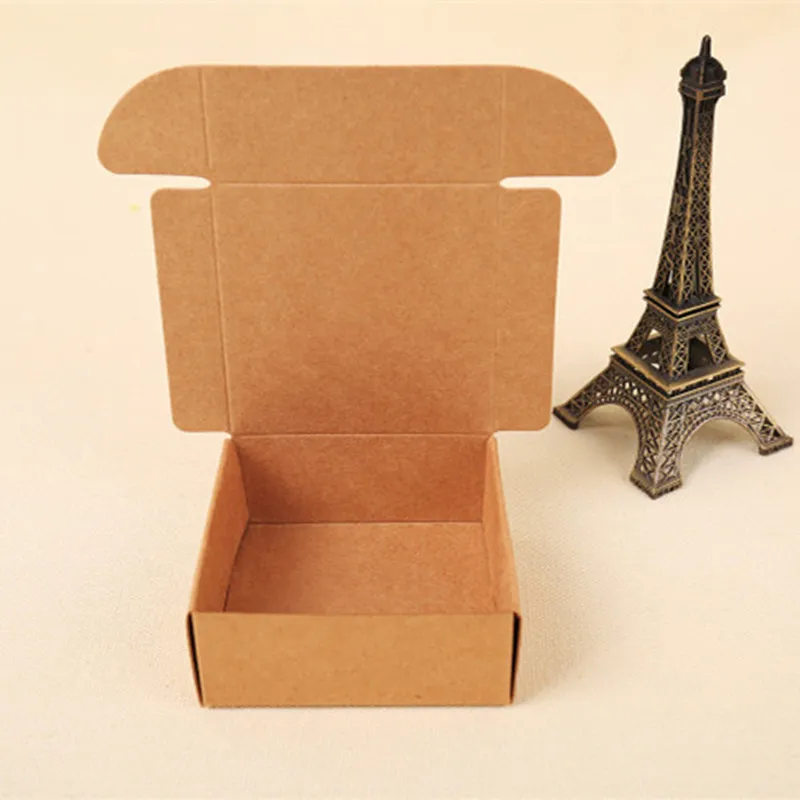 Leotriting 50 шт. маленькая пустая коричневая бумажная коробка натуральный картон бумага X-mas подарочная упаковка коробка бежевый ручной работы Свадебная бумажная коробка