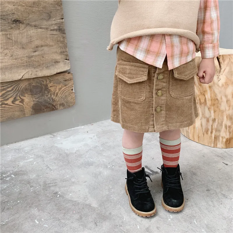 WLG/юбка для маленьких девочек; Детские повседневные юбки бежевого и кофейного цвета; Осенняя универсальная юбка для девочек