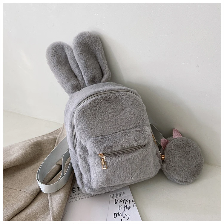 Zaino in peluche dal Design semplice con orecchie di coniglio 2021 borsa a  tracolla da donna invernale di tendenza zaino da viaggio da donna zaino in  peluche confortevole - AliExpress Luggage \u0026 Bags