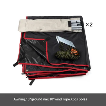 Black 4.4x4.4m Ultralight Tarp Outdoor Camping Survival Sun Shelter Shade Awning Silver Coating Pergola Waterproof Beach Tent 6