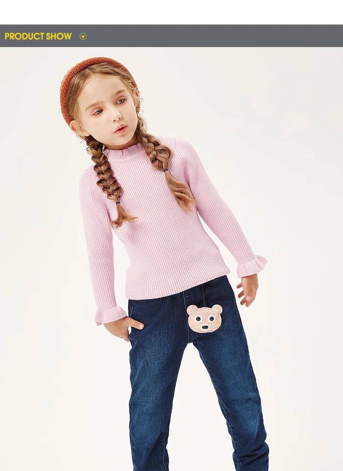 Balabala/детская одежда; свитер для девочек; сезон осень-зима; коллекция года; джемпер для маленьких девочек; однотонная женская одежда