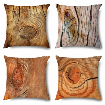 

Wood Grain Cushion Cover Yellow Geometry Pillow Case Nordic Pillowcover Sofa Bed Home Polyester Cushion