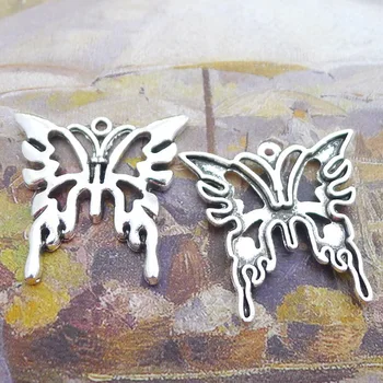 

Q6487 25*25mm 2.8G Antique Silver Alloy Butterfly charm ornament pendant Accessories DIY Retro 50pcs/Bag