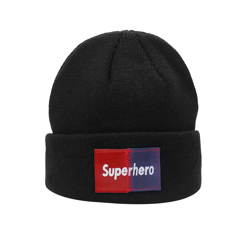 Модные толстые теплые вязанные шапочки Skullies с буквенным принтом, женские зимние шапки, шапки для девочек, женские вязаные шапочки, уличная шляпа панка