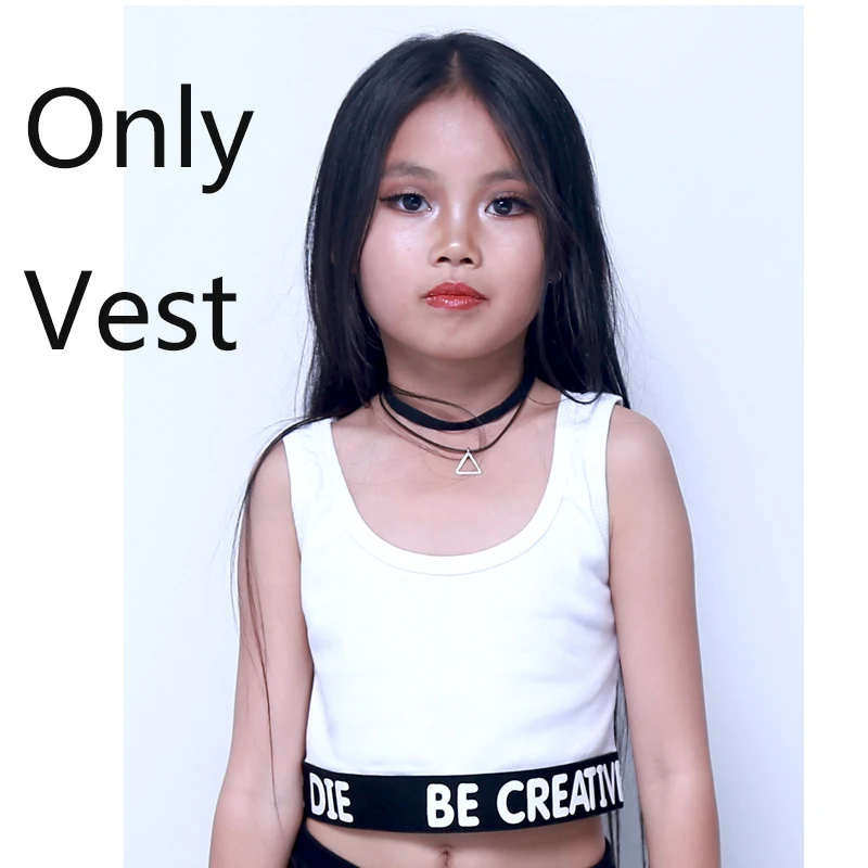 girls tops Костюмы для джазовых танцев для девочек, оранжевые топы, широкие штаны, комплект одежды в стиле хип-хоп для детей, одежда для сцены, шоу, танцевальная одежда, DQS3047 - Цвет: girls tops