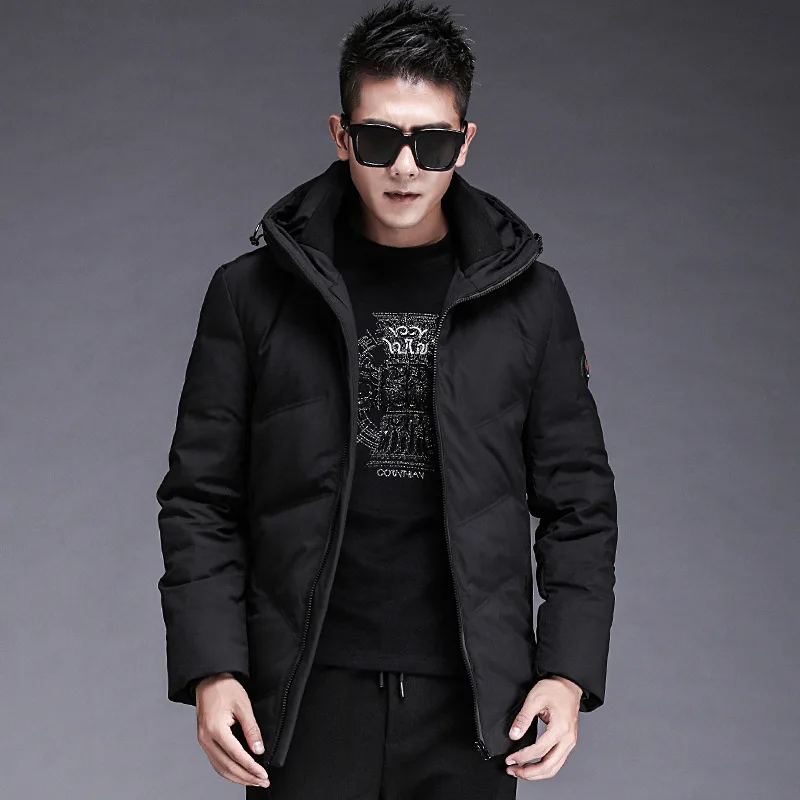 

Winter New Style Men's Business Hooded down Jacket Handsome Charm Men's Comfortable Warm Cold-proof Jacket