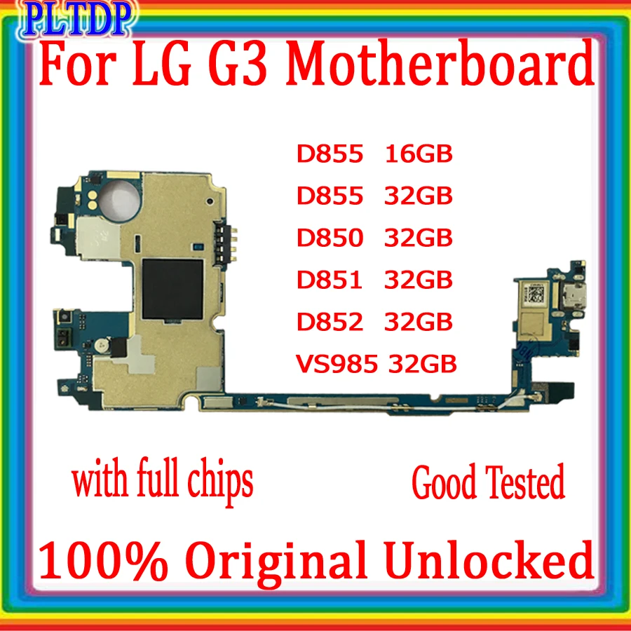 Оригинальная разблокированная материнская плата с чипами для LG G3 D855 полная