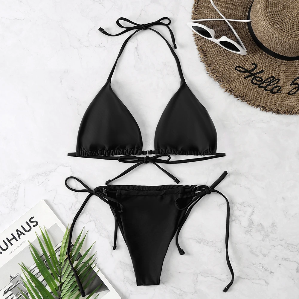 

sexy biquini banho feminino 2021 bandagem sólida maiô micro conjunto de biquíni verão beachwear nadar terno