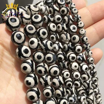 

Natural Faceted Black Spot Tibetan Mystical Old Onyx Eye Beads For Jewelry Making DIY Bracelet Accessories 15'' 6 8 10 12mm