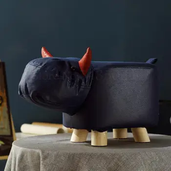 

Nordic Baby Fashion Creative Cartoon Child Stool Elephant Rhino Puppy Shoe Shoe Stool Solid Wood Animal Bench